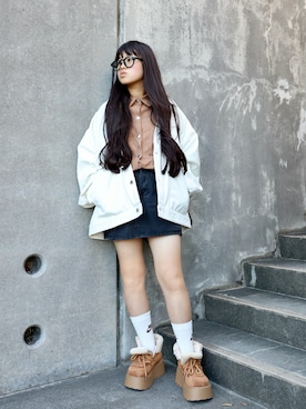 「アイテム（レッグウェア）」を使った、花音さん（キッズ・149cm）の秋コーディネート