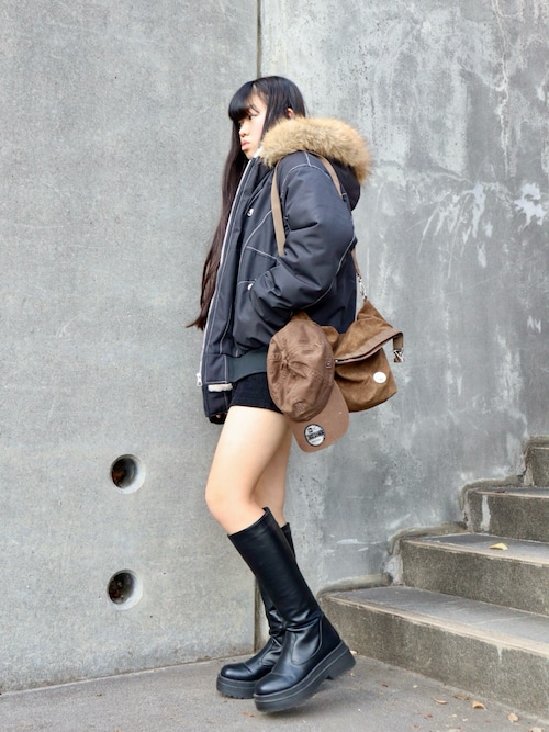 セール】【秋冬新作】2WAYステッチ入り裏ボアファー付きブルゾン