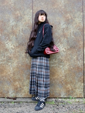 「アイテム（バックパック/リュック）」を使った、花音さん（キッズ・149cm）の秋コーディネート