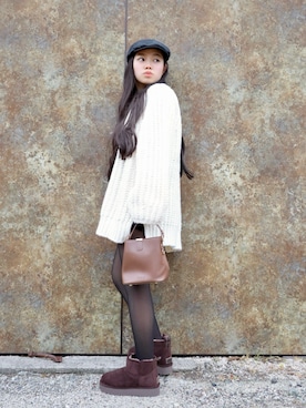 「アイテム（タイツ/ストッキング）」を使った、花音さん（キッズ・149cm）の冬コーディネート