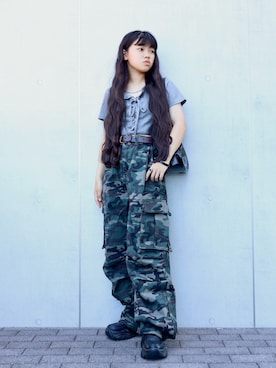 「アイテム（ローファー）」を使った、花音さん（キッズ・149cm）の夏コーディネート
