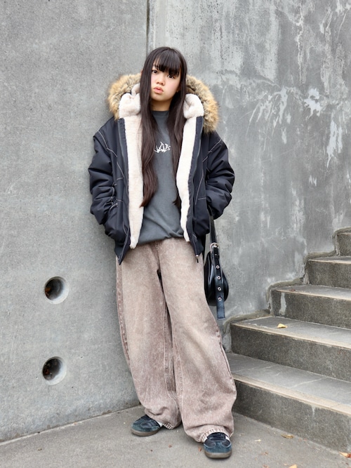 セール】【秋冬新作】2WAYステッチ入り裏ボアファー付きブルゾン