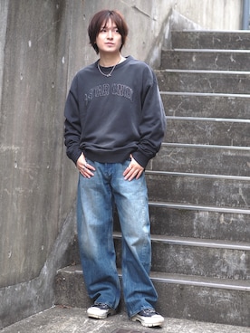 「G-STAR（ジースター）のBEND 3D LOOSE JEANS/ヴィンテージライク立体裁断ワイドテーパードカーブジーンズ（デニムパンツ、ブルー系）」を使った、みずごろうさん（メンズ・167cm）の春コーディネート