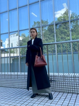 「アイテム（チェスターコート）」を使った、Hitomi Wadaさん（レディース・157cm）の冬コーディネート