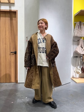 「アイテム（ノーカラーコート）」を使った、ayaさん（レディース・158cm）の秋コーディネート