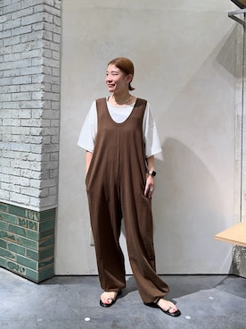 「アイテム（サロペット/オーバーオール）」を使った、ayaさん（レディース・158cm）の夏コーディネート