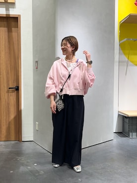 「CIAOPANIC TYPY（チャオパニックティピー）の【新色追加】2WAYシアーヘンリーネックTEE（Tシャツ/カットソー、ホワイト系）」を使った、ayaさん（レディース・158cm）の春コーディネート