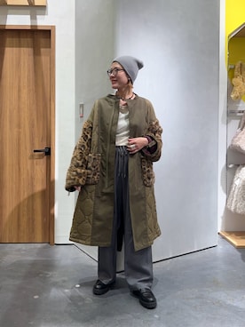 「アイテム（ノーカラーコート）」を使った、ayaさん（レディース・158cm）の秋コーディネート