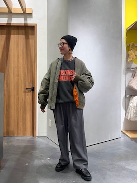 「アイテム（MA-1）」を使った、ayaさん（レディース・158cm）の秋コーディネート