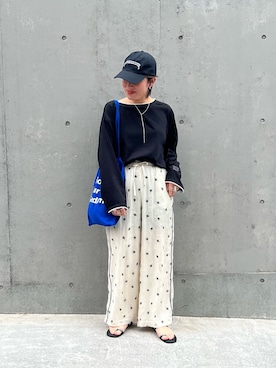 「アイテム（キャップ）」を使った、ayaさん（レディース・158cm）の春コーディネート