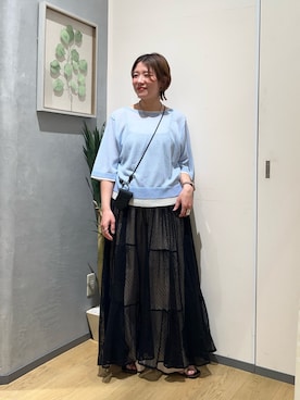 「CIAOPANIC TYPY（チャオパニックティピー）の【india】ヴィンテージライクメッシュドットキャミワンピース（ワンピース、ブラック系）」を使った、ayaさん（レディース・158cm）の夏コーディネート