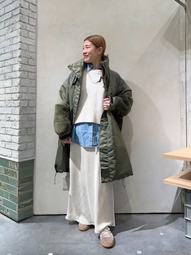 「アイテム（モッズコート）」を使った、ayaさん（レディース・158cm）の秋コーディネート