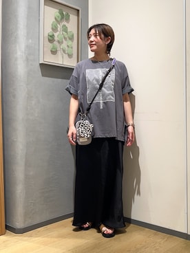 「CIAOPANIC TYPY（チャオパニックティピー）のオーガンジーシアードッキングプリントTEE（Tシャツ/カットソー、グレー系）」を使った、ayaさん（レディース・158cm）の春コーディネート