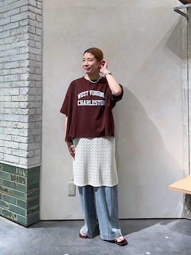 「アイテム（ニット/セーター）」を使った、ayaさん（レディース・158cm）の夏コーディネート