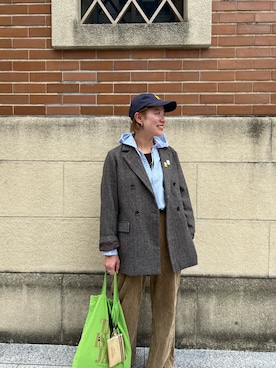 「アイテム（パンツ、イエロー系）」を使った、ayaさん（レディース・158cm）の秋コーディネート