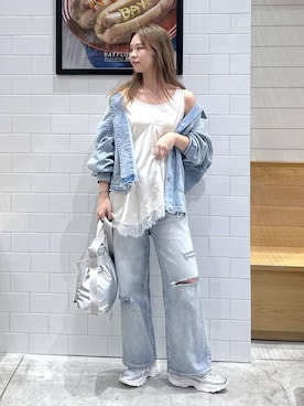 「BAYFLOW（ベイフロー）のアイテム（パンツ）」を使った、ジュネさん（レディース・162cm）の春コーディネート