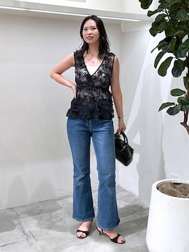 「骨格ウェーブ」｜「アイテム（ベスト）」を使った、ジュネさん（レディース・162cm）の夏コーディネート