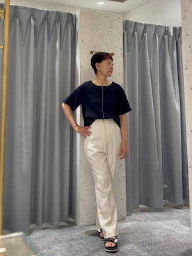 「natural couture（ナチュラルクチュール）のアイテム（シャツ/ブラウス）」を使った、はせきよさん（レディース・158cm）の夏コーディネート