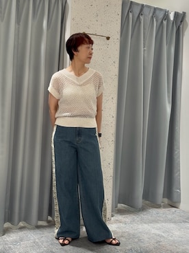「natural couture（ナチュラルクチュール）のアイテム（Pants、ブルー系）」を使った、はせきよさん（レディース・158cm）の夏コーディネート