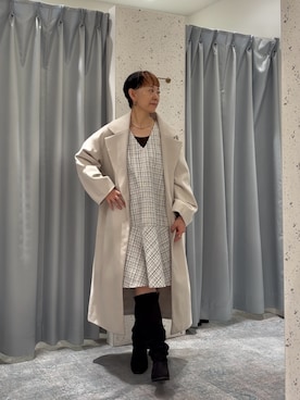 「アイテム（チェスターコート）」を使った、はせきよさん（レディース・158cm）の秋コーディネート