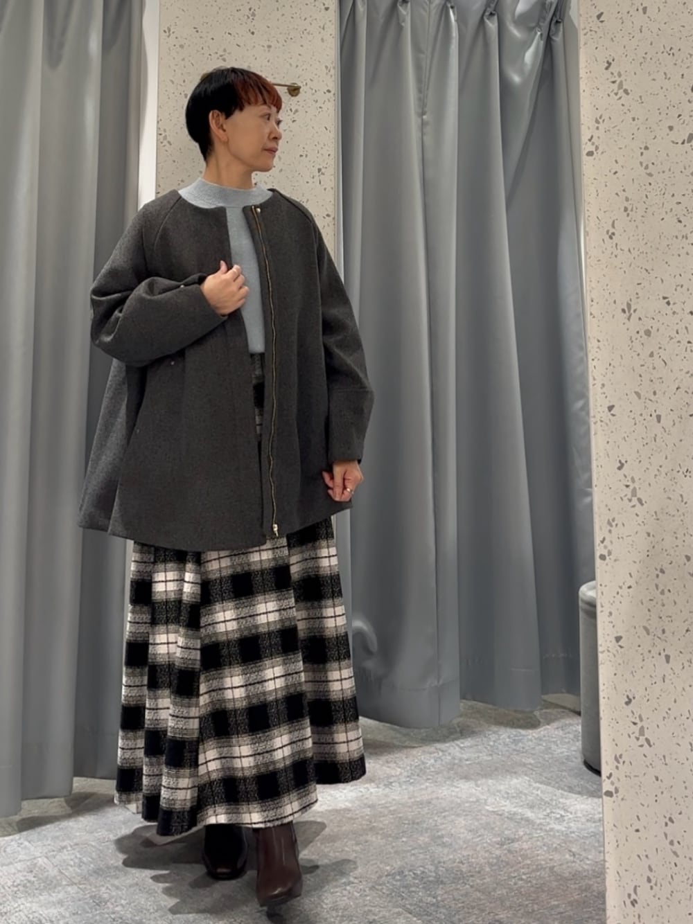 osono〉2WAYノーカラーコートを使った人気ファッションコーディネート