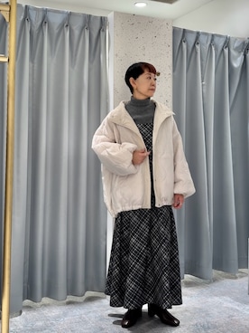 「アイテム（ダウンジャケット/コート）」を使った、はせきよさん（レディース・158cm）の秋コーディネート