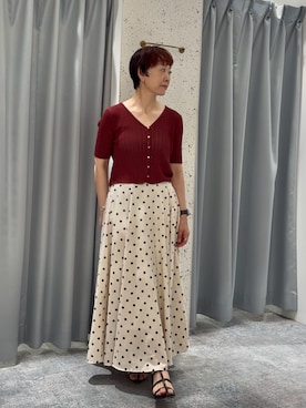 「natural couture（ナチュラルクチュール）の綿麻ハイウエストサーキュラースカート（Skirt、その他）」を使った、はせきよさん（レディース・158cm）の夏コーディネート