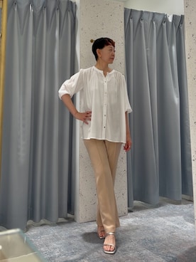 「natural couture（ナチュラルクチュール）のアイテム（シャツ/ブラウス）」を使った、はせきよさん（レディース・158cm）の夏コーディネート