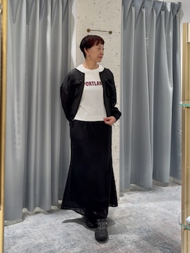 「natural couture（ナチュラルクチュール）のアイテム（Tシャツ/カットソー、ホワイト系）」を使った、はせきよさん（レディース・158cm）の秋コーディネート