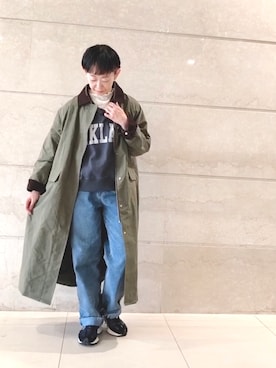 「PUAL CE CIN（ピュアルセシン）のアイテム（ステンカラーコート）」を使った、はせきよさん（レディース・160cm）の秋コーディネート