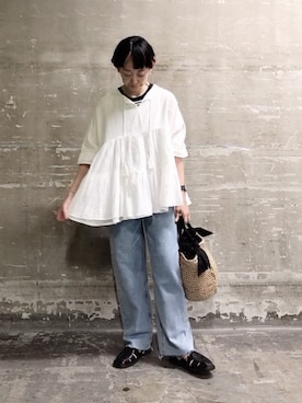 「ブラウスコーデ」｜「アイテム（その他）」を使った、はせきよさん（レディース・160cm）の春コーディネート