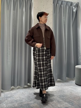 「アイテム（その他アウター）」を使った、はせきよさん（レディース・158cm）の秋コーディネート