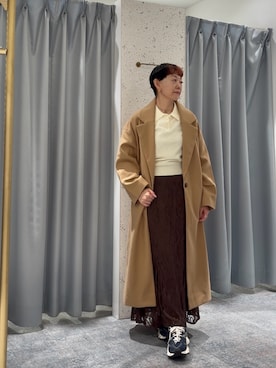 「アイテム（チェスターコート）」を使った、はせきよさん（レディース・158cm）の冬コーディネート