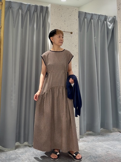 新品未使用　natural coutureドロストデザインチェック柄ワンピース natural couture｜ドロストデザインチェック柄ワンピース