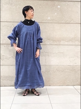 「袖ボリューム」｜「アイテム（ワンピース/ドレス）」を使った、はせきよさん（レディース・160cm）の春コーディネート