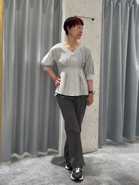 「natural couture（ナチュラルクチュール）の〈osono〉タックデザインぺプラム５分袖ブラウス（シャツ/ブラウス、その他）」を使った、はせきよさん（レディース・158cm）の夏コーディネート