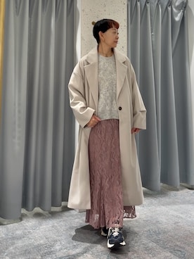 「アイテム（チェスターコート）」を使った、はせきよさん（レディース・158cm）の冬コーディネート