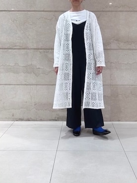 「レースワンピース」｜「アイテム（オールインワン・サロペット）」を使った、はせきよさん（レディース・160cm）の春コーディネート