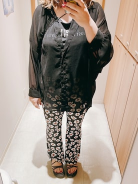 「デブでもオシャレしたい」｜「アイテム（サンダル）」を使った、あじゆさん（レディース・166cm）の春コーディネート