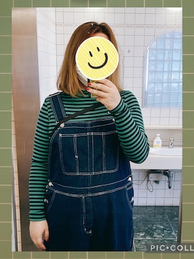 「デブでもオシャレしたい」｜「アイテム（サロペット/オーバーオール）」を使った、あじゆさん（レディース・166cm）の春コーディネート