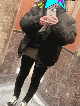 「Avail（アベイル）のアイテム（その他パンツ、ブラック系）」を使った、ゆかさん（レディース・153cm）の冬コーディネート