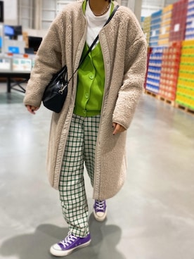 「UNIQLO（ユニクロ）のアイテム（ノーカラージャケット）」を使った、yukinoさん（レディース・164cm）の冬コーディネート