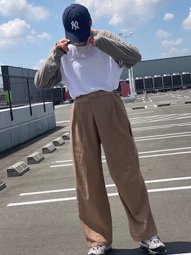 「ラグランTシャツ」｜「アイテム（スラックス）」を使った、yukinoさん（レディース・164cm）の春コーディネート