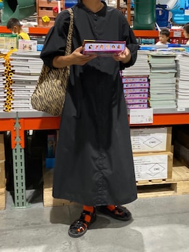 「GU（ジーユー）のアイテム（シャツワンピース）」を使った、yukinoさん（レディース・164cm）の夏コーディネート