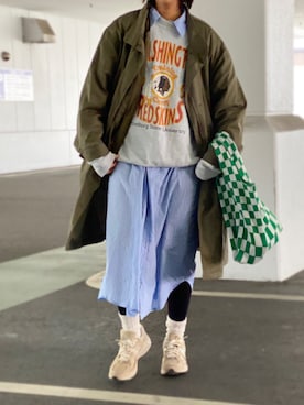 「古着」｜「アイテム（シャツワンピース）」を使った、yukinoさん（レディース・164cm）の冬コーディネート