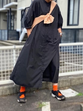 「たすき掛け」｜「アイテム（シャツワンピース）」を使った、yukinoさん（レディース・164cm）の夏コーディネート