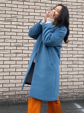 「LOWRYS FARM（ローリーズファーム）のアイテム（ノーカラーコート）」を使った、yukinoさん（レディース・164cm）の冬コーディネート