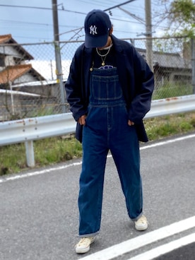 「ネイビー」｜「アイテム（サロペット/オーバーオール）」を使った、yukinoさん（レディース・164cm）の春コーディネート