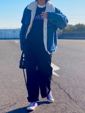 「ボア」｜「アイテム（デニムジャケット）」を使った、yukinoさん（レディース・164cm）の冬コーディネート