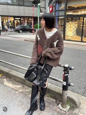 「mystic（ミスティック）のスクエアトゥロングブーツ（ブーツ）」を使った、kokoro katahiraさん（レディース・170cm）の秋コーディネート